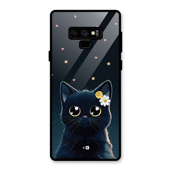 Cat With Flowers Glass Back Case for Galaxy Note 9