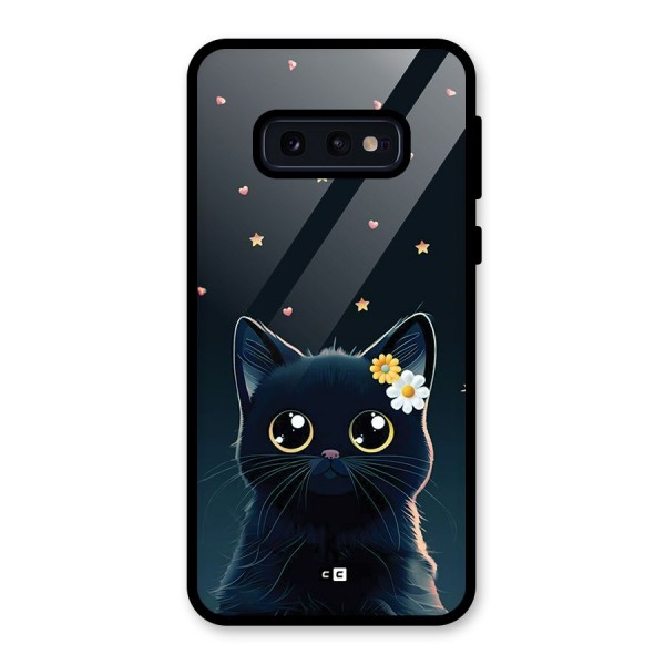 Cat With Flowers Glass Back Case for Galaxy S10e