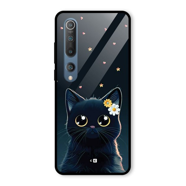 Cat With Flowers Glass Back Case for Mi 10