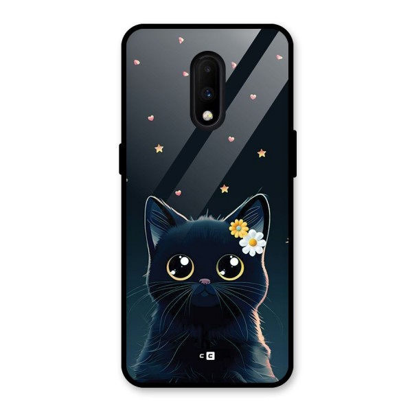 Cat With Flowers Glass Back Case for OnePlus 7
