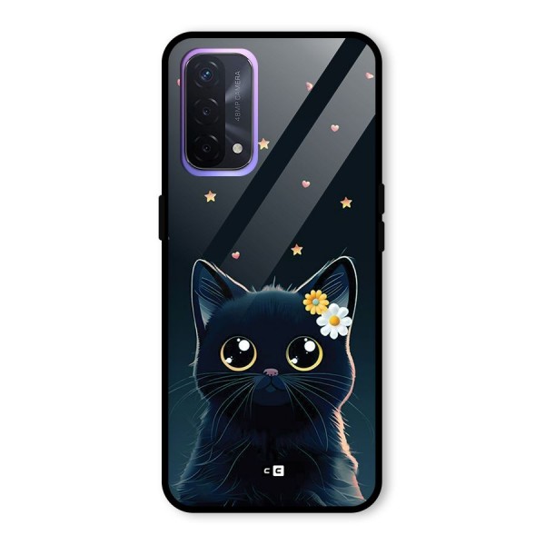 Cat With Flowers Glass Back Case for Oppo A74 5G