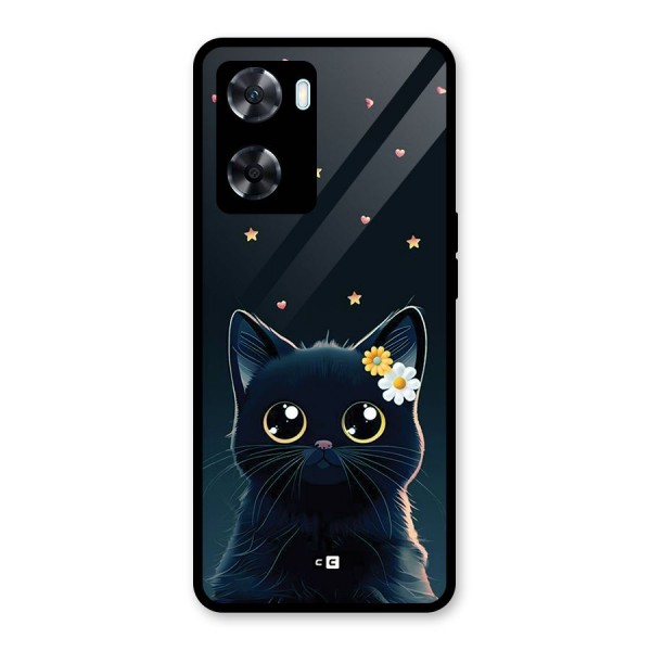 Cat With Flowers Glass Back Case for Oppo A77