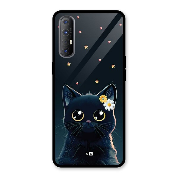 Cat With Flowers Glass Back Case for Oppo Reno3 Pro