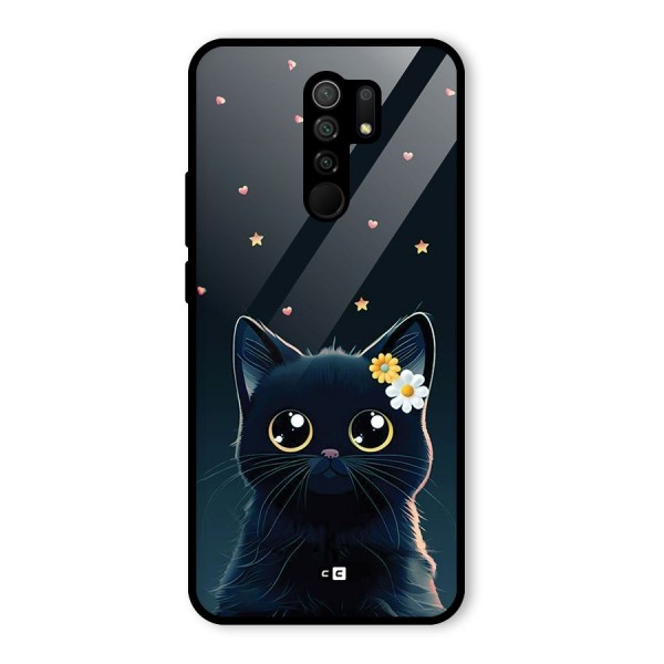 Cat With Flowers Glass Back Case for Redmi 9 Prime