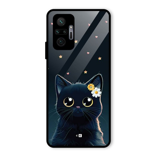 Cat With Flowers Glass Back Case for Redmi Note 10 Pro Max