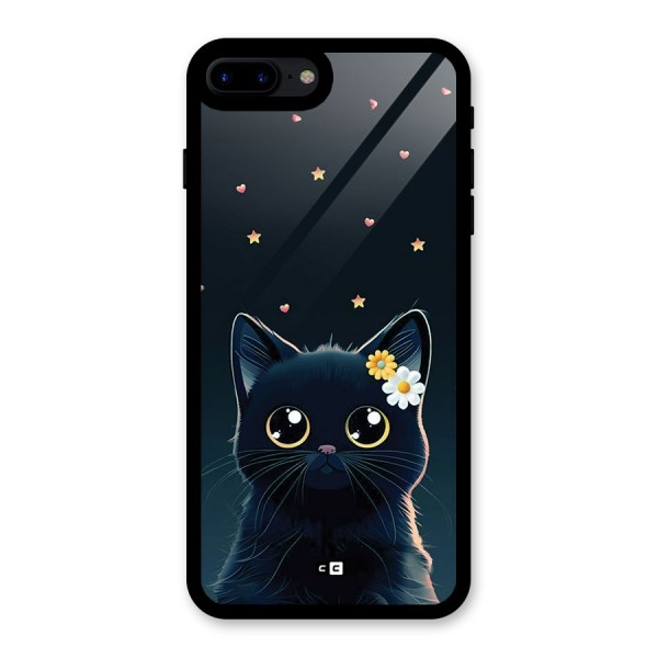 Cat With Flowers Glass Back Case for iPhone 8 Plus