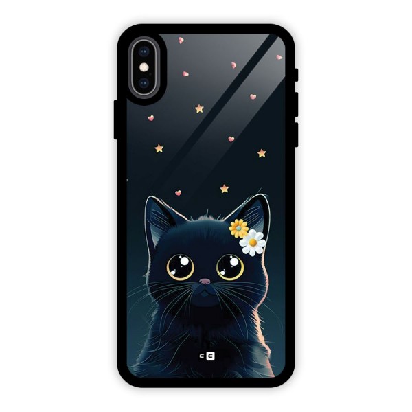Cat With Flowers Glass Back Case for iPhone XS Max