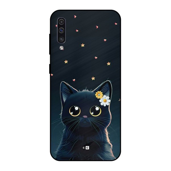 Cat With Flowers Metal Back Case for Galaxy A30s