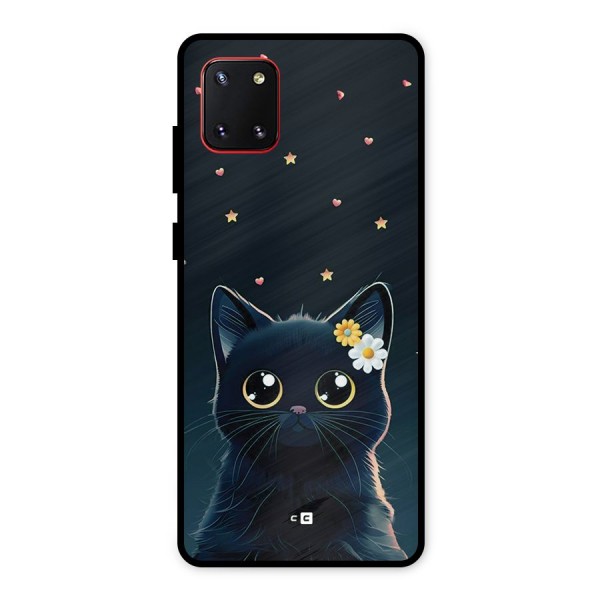 Cat With Flowers Metal Back Case for Galaxy Note 10 Lite