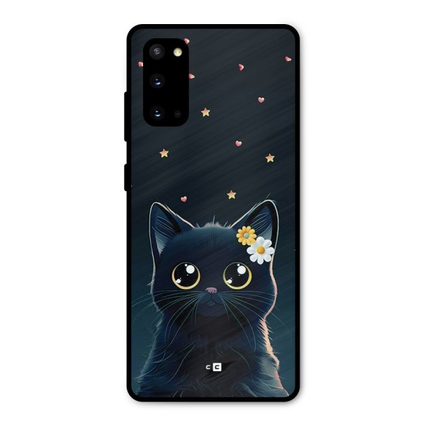 Cat With Flowers Metal Back Case for Galaxy S20
