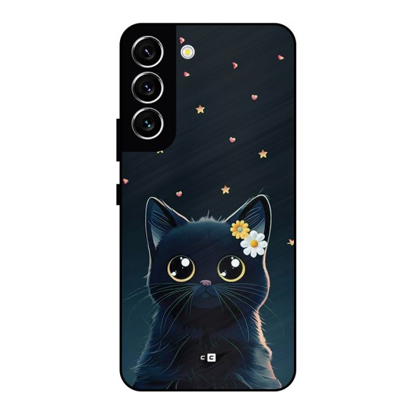Cat With Flowers Metal Back Case for Galaxy S22 5G