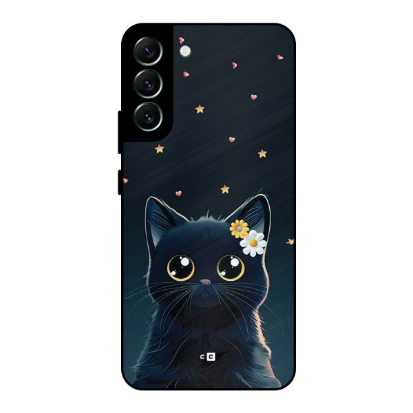 Cat With Flowers Metal Back Case for Galaxy S22 Plus 5G