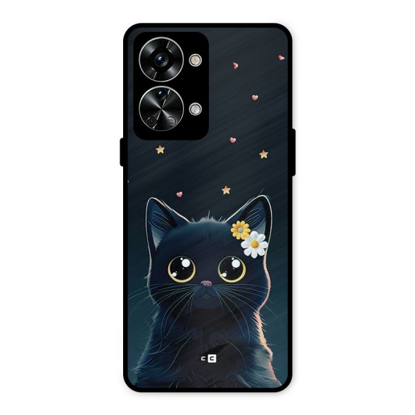 Cat With Flowers Metal Back Case for OnePlus Nord 2T