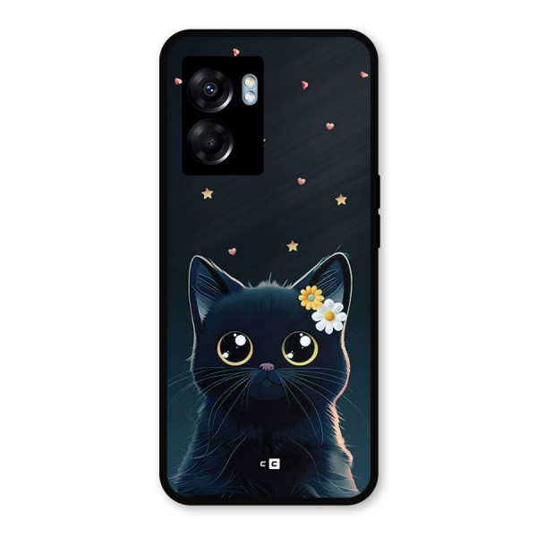 Cat With Flowers Metal Back Case for Oppo K10 (5G)