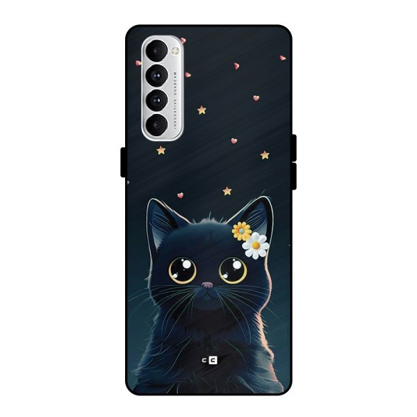 Cat With Flowers Metal Back Case for Oppo Reno4 Pro