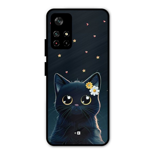 Cat With Flowers Metal Back Case for Poco M4 Pro 5G