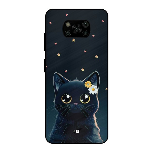 Cat With Flowers Metal Back Case for Poco X3