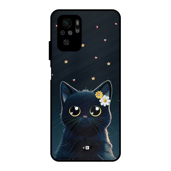 Cat With Flowers Metal Back Case for Redmi Note 10