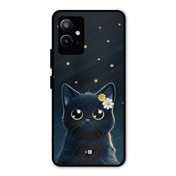 Cat With Flowers Metal Back Case for Vivo T1 5G
