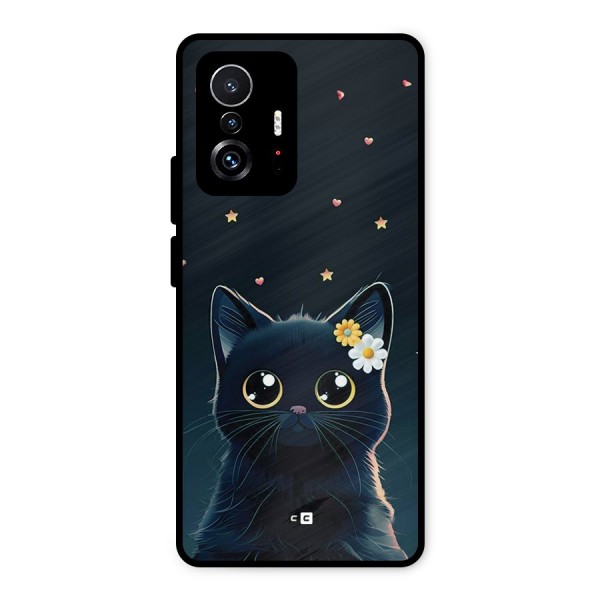 Cat With Flowers Metal Back Case for Xiaomi 11T Pro