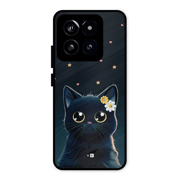 Cat With Flowers Metal Back Case for Xiaomi 14