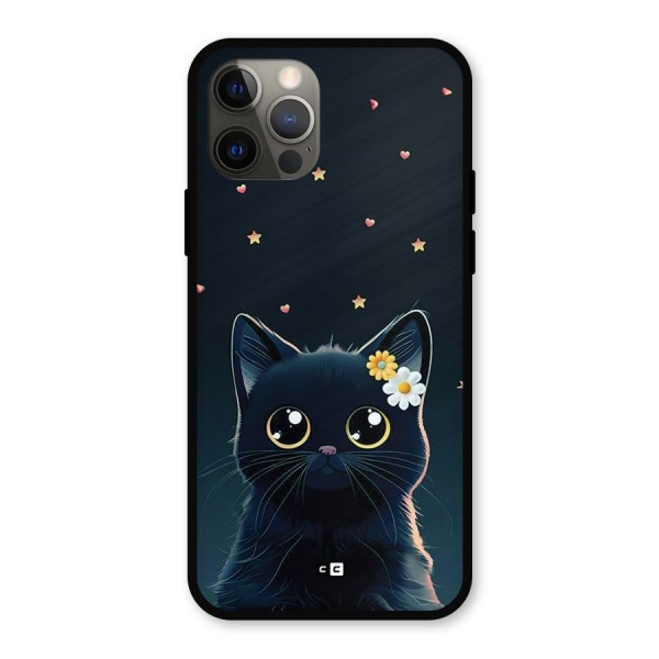 Cat With Flowers Metal Back Case for iPhone 12 Pro