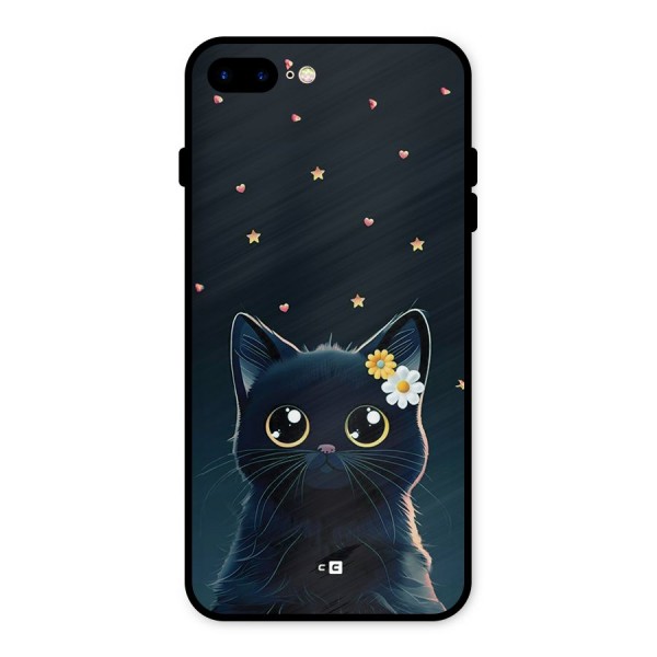 Cat With Flowers Metal Back Case for iPhone 8 Plus