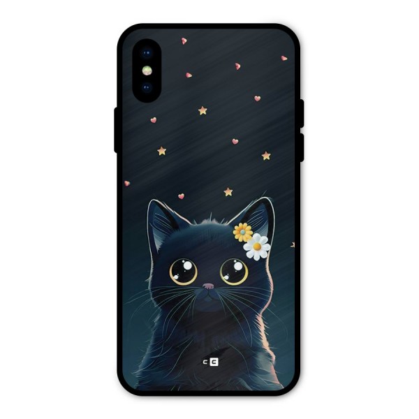 Cat With Flowers Metal Back Case for iPhone X