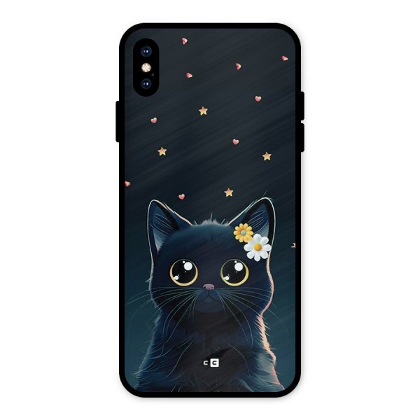 Cat With Flowers Metal Back Case for iPhone XS Max