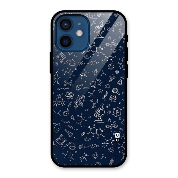 Chemistry Doodle Art Glass Back Case for iPhone 12 Mini