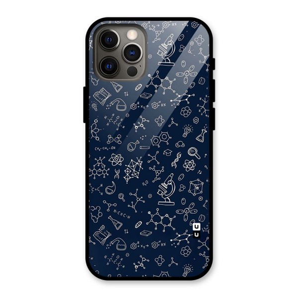 Chemistry Doodle Art Glass Back Case for iPhone 12 Pro