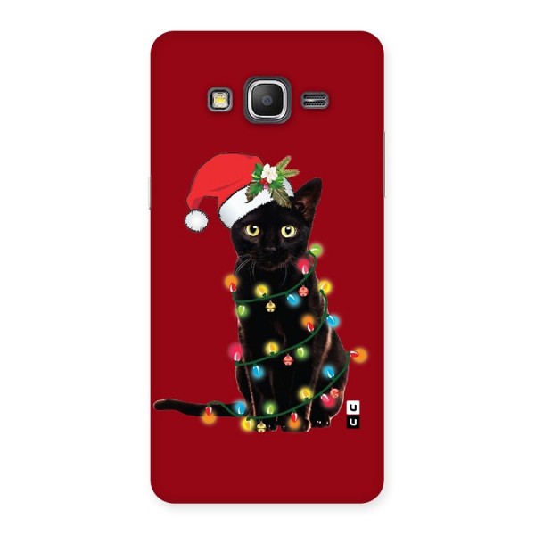 Christmas Cap Cute Cat Back Case for Galaxy Grand Prime