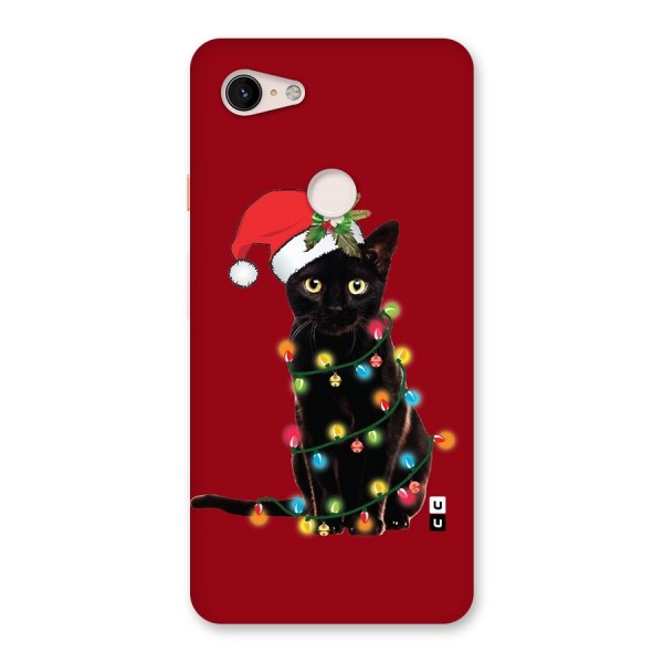Christmas Cap Cute Cat Back Case for Google Pixel 3 XL