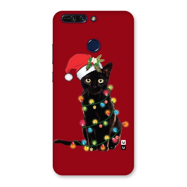 Christmas Cap Cute Cat Back Case for Honor 8 Pro
