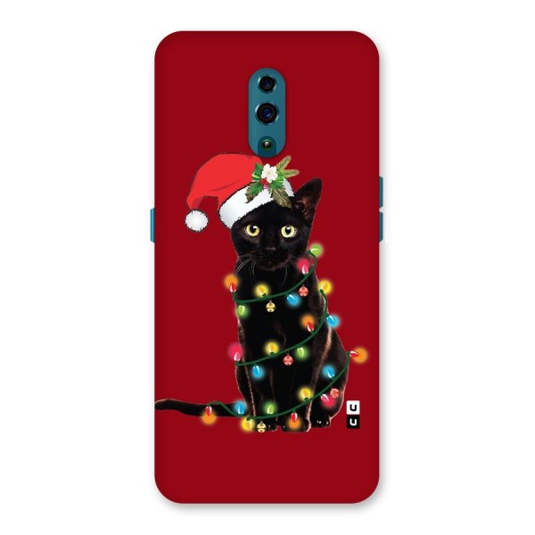 Christmas Cap Cute Cat Back Case for Oppo Reno
