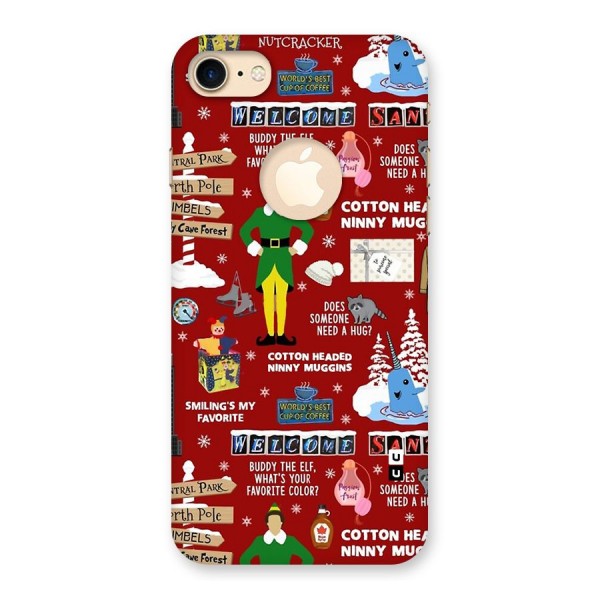 Christmas Cute Doodles Back Case for iPhone 7 Logo Cut