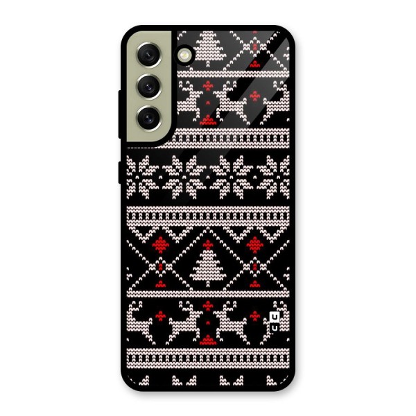 Christmas Seamless Aztec Pattern Glass Back Case for Galaxy S21 FE 5G