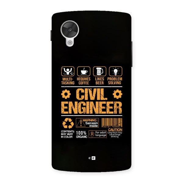 Civil Engineer Back Case for Google Nexus 5