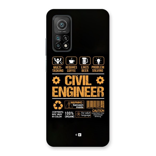 Civil Engineer Back Case for Mi 10T 5G