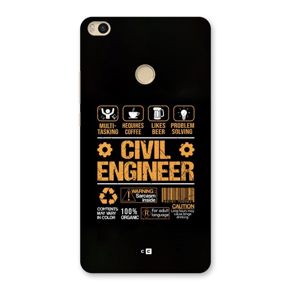 Civil Engineer Back Case for Mi Max 2