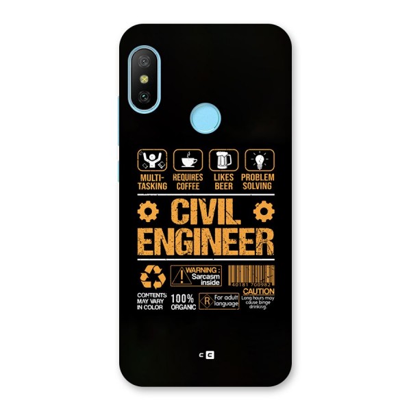 Civil Engineer Back Case for Redmi 6 Pro