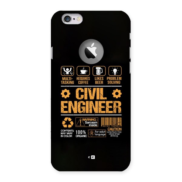 Civil Engineer Back Case for iPhone 6 Logo Cut