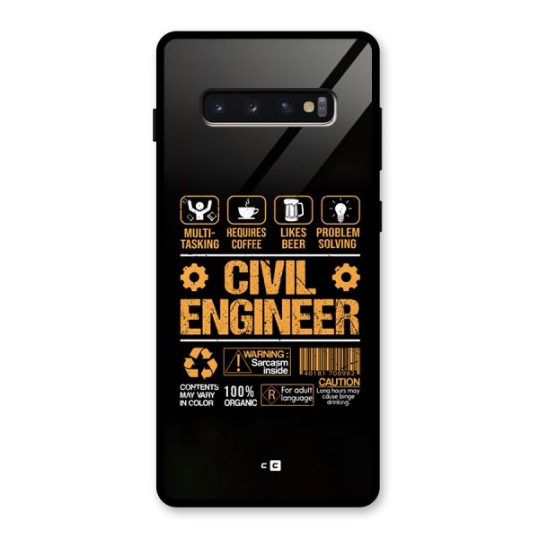 Civil Engineer Glass Back Case for Galaxy S10 Plus