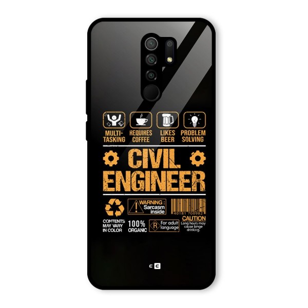 Civil Engineer Glass Back Case for Redmi 9 Prime