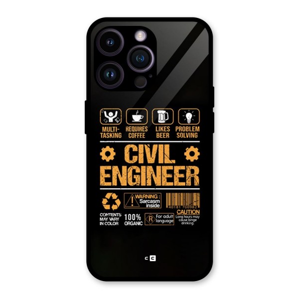 Civil Engineer Glass Back Case for iPhone 14 Pro Max