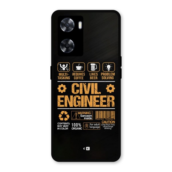Civil Engineer Metal Back Case for Oppo A57 2022