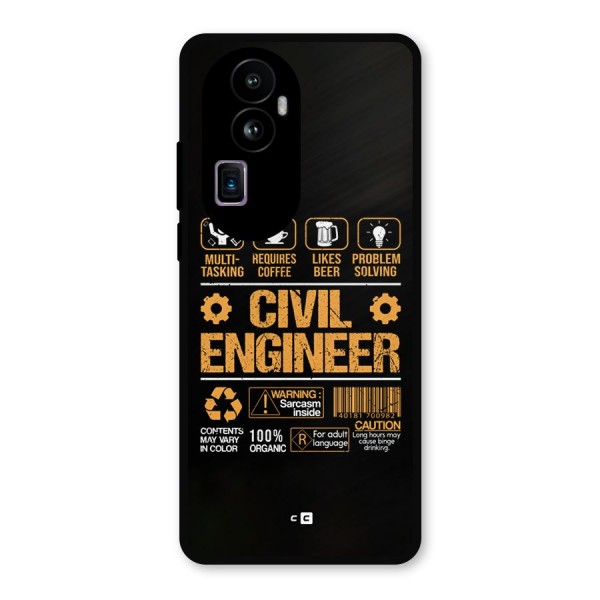 Civil Engineer Metal Back Case for Oppo Reno10 Pro Plus