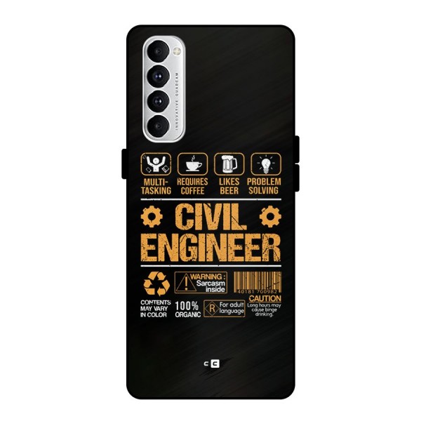Civil Engineer Metal Back Case for Oppo Reno4 Pro
