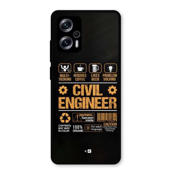 Civil Engineer Metal Back Case for Redmi K50i