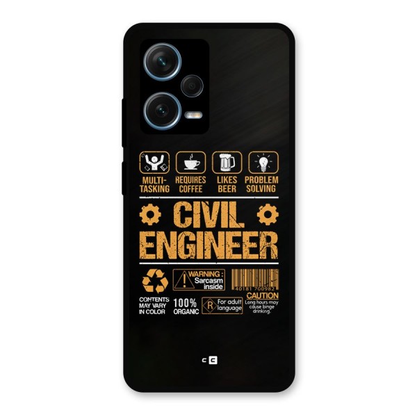 Civil Engineer Metal Back Case for Redmi Note 12 Pro Plus 5G
